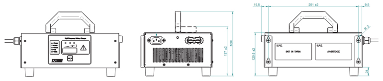 GREEN2 Single-Phase Industrial Battery Charger Technical Drawing